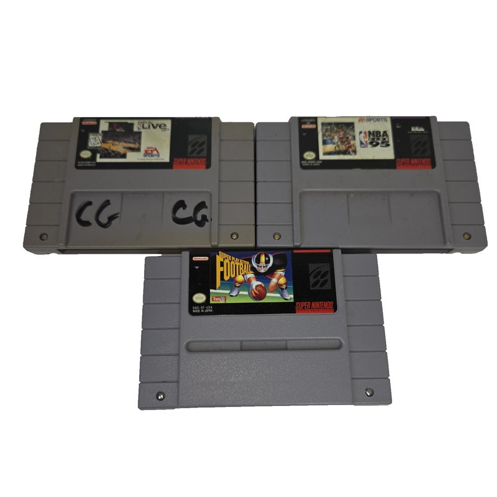Vtg Super Nintendo SNES Video Games Sports Gaming Game NBA Football Lot of 3